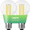 Lepro Lampadina LED E27 (Classe A), Bianca Calda 2700K, Lampadine LED 806 lumen, 3,8 W Equivalente a 60 W, Angolo di Raggio 300°, Lampadine a Risparmio Energetico non Dimmerabili - 2 pezzi