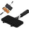 Hapivida Macchina per Waffle, 32x20,5 cm Gas Antiaderente Waffle Maker Pan Doppia Stampo per Cialde da Piano Cottura con Manico per Colazione, Pancake