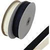 MSLSOZ Nastro in cotone, 2 rotoli di nastro in twill (15 m x 2 cm), nastro sbieco per cucito, rilegatura di bordi in tessuto, sartoria, confezioni regalo, artigianato fai da te (nero e beige)