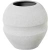 DRW Vaso da pavimento rotondo in ceramica in grigio sabbia 40x39x39 cm