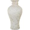 DRW Vaso con Forma Snella di Pavimento in Ceramica Bianco Rustico 83x42x42 cm