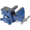 SWAWIS Morsa da Banco in Ghisa con Base Girevole 360 °, Larghezza Ganasce 100mm, può Essere Utilizzato per Fissare Pezzi di Legno e Metallo(Blu)