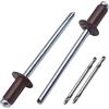 SKIR'CO Rivetti ciechi verniciati 3,2 x 8 mm, rivetti in alluminio, punte da trapano incluse (marrone cioccolato RAL 8017)