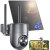 NUASI 4G LTE Telecamera Esterno Solare con SIM Senza Fili, 2K Telecamera con Pannello Solare e Batteria, 360° PTZ, Visione Notturna a Colori, Rilevamento PIR, Audio Bidirezionale, IP66, Senza WiFi