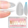 NOVO OVO Medio Almond Nail Tips Extra Thick Press on No C Curve, Mandorle unghie finte trasparenti copertura completa unghie acrilico manicure salon fai da te x 14 misure