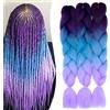 Cybelleza 60cm Extension Treccine Treccia Africane Capelli Sintetici Finti Ombre Lunghi Intrecciare Jumbo Braids 3 Ciocche Crochet Twist Bellezza, Viola& Blu&Viola chiaro