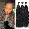 TOOPBIUTI Deep Wave Bulk Hair for Braiding 18 Inch Natural Curly Hair for Boho Braids No Weft Wet and Wavy Braiding Hair Extensions for women (1B#, 18inch-3pc)