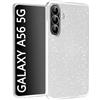 N NEWTOP 3in1 Cover Compatibile con Samsung Galaxy A56 5G, Custodia Case GLITTER Brillantini Paper Interno Bling TPU + PC Flessibile Morbida Case Posteriore Lucida Protezione Fotocamera (Argento)
