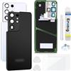 Enkeig Vetro posteriore Sostituzione per Samsung Galaxy S21 Ultra 5G G998 Back Cover copribatteria + Kit di Riparazione(Nero)