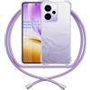 ANFAIRLACE Cover Cordino Compatibile con Realme 14 5G / 14T 5G / P3 5G, Custodia Trasparente TPU Morbido Silicone Regolabile Antiurto Collana Chiaro Case, Viola