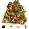 Foyucool Miniature da Costruire per Adulti, Kit Casa delle Bambole in Legno, Diorama con Arredi Completi, Compleanni e Natale, Avventura nella Foresta del Castello