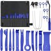 Aurobest 32 Pezzi Utensile Smontaggio Finiture Interni Auto, Kit Smontare Leva con Borsa Stoccaggio, Strumento Rimozione Plastica, Set Utensili Riparazione Porta Auto per Cruscotto, Audio, Pannello, Radio(Blu)
