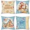 Bonhause Federe per Cuscini Pan di Zenzero Natale 45 x 45 cm Copricuscini Decorativi Casa Panetteria Fiocchi Blu Poliestere Biancheria Federa per Cuscino Divano Letto Casa Decorazione Set di 4
