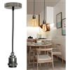YINYI Portalampada E27 Vintage Metallo Lampada a Sospensione, Retro in Nero Lampada a Sospensione con 120CM Regolabile Cable per Cucina Ristorante Sala da Pranzo Caffè Illuminazione (Lampadina non Inclusa)