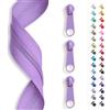 SLANTASTOFFE BRINGEN SIE UNSEREM STOFF L Chiusura lampo infinita, 5 m, spirale 3 mm + 15 cursori/cerniera, 32 colori, al metro (lavanda)