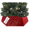 DECO EXPRESS Gonna per Albero di Natale, Sequin Coprire Base Albero, Collare Scintillante per Decorazioni Natalizie Festa 68 x 25cm (Rosso Sequin)