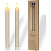 comforder Candele a LED in vera cera con fiamma tremolante (set da 2), candele elettriche con funzione timer, candele alimentate a batteria, effetto a nido d'ape (crema)