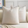 Madizz 2 Pezzi Copri Cuscini in Chenille con Bordo Decorativo Neutri Morbido Copricuscini Fodere per Cuscino Lusso Stile Arredi per Divano e Letto Beige 45x45 cm
