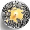 Hion Coperchio Illuma Lid per Candela Profumate, Accessorio Decorativo in Metallo Elegante con Incisioni Aiuta la Combustione Uniforme, Regalo Perfetto per Donna e Casa (Farfalla Argento)