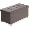 BRIAN & DANY Pouf Contenitore, Cassapanca Contenitore Da Interno, Panca Poggiapiedi Pieghevole Per Soggiorno, Camera Da Letto, Camerino, Marrone, 76 X 38 X 38 cm