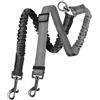 Rosqmor Guinzaglio Doppio per Cani, Flexi Guinzaglio per Due Cane con Gancio Girevole A 360° Anti-Groviglio, Regolabile Guinzagli Canis Ammortizzante per Cani Di Piccola, Media E Grande Taglia (Nero+Grigio)