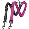 Rosqmor Guinzaglio Doppio per Cani, Flexi Guinzaglio per Due Cane con Gancio Girevole A 360° Anti-Groviglio, Regolabile Guinzagli Canis Ammortizzante per Cani Di Piccola, Media E Grande Taglia (Nero+Fucsia)