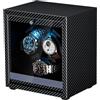 Mcbazel Scatola Per Carica Automatico Per Orologi Ultra Silenziosa, 4 Modalità di Rotazione con Luce LED Blu, Scatola Programmabile per 3 Orologi, Custodia Per Orologi Alimentata da USB con Foam