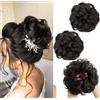 PORSMEER 2 pezzi Chignon Finto per Capelli, Elastici Chignon Finto Sintetica Ondulato Capelli Veri Coda di Cavallo Pezzo di Capelli Spessi Updo per Donne Ragazze colore nero naturale