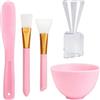 QUUPY Set 5 in 1, set di ciotole per la miscelazione di maschere per il viso, con maschera facciale e spatola, pennello per maschera facciale e pennelli morbidi premium
