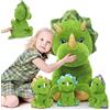 MorisMos Dinosauro Peluche Grande con Bambini all'interno, XXL Realistico Triceratopo Pupazzo Giocattolo di Peluche Morbidosi Kawaii, Carino Regalo Natale per Bambini Ragazza Ragazzo Compleanno (62cm)
