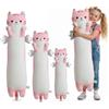 Kekeso Cuscino Peluche Gatto Lungo, Cuscino Corpo Gatto Carino con Ali, Peluche Kawaii Morbido da Abbracciare - Regalo per Bambini a Natale, San Valentino & Compleanno(Rosa, 60cm/23.62in)