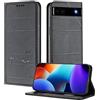 XINYEXIN Custodia per Google Pixel 6a, Cover a Libro in Pelle PU con Blocco RFID, Slot per Carte, Supporto, Protezione Completa Antiurto - Nero