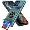 IMEIKONST Cover per Motorola Moto Edge 60 con Slot per Schede, Protezione Fotocamera, Metallo Magnetisch Anello Supporto Custodia Antiurto TPU Bumper per Moto Edge 60S / 60 Fusion. Verde TCKB
