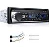 Hikity Autoradio Bluetooth Vivavoce 1 DIN, Radio Stereo 4X60W Supporto FM/MP3/WMA/WAV/FLAC, Radio Bluetooth Auto con TF/USB/Telecomando