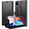 Eirltiy Cover per Samsung Galaxy A20e Portafoglio Pelle PU Premium, Custodia Scomparti Carte Antiurto Protettiva Case con 1 Vetro Temperato, Nero