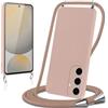 Knrlqim Cover per Samsung Galaxy S24 FE 5G con Cordino Custodia con Laccio Collana Tracolla Collo Corda Regolabile Liquido Silicone Antiurto AntiGraffio Protettiva Case,Cachi