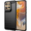 WJXEXRS Cover per Motorola Moto Edge 50 Neo, Custodia Spazzolata e Fibra di Carbonio Morbido Silicone TPU Slim Fit Case, Antiurto, Antigraffio, Antiscivolo, custodia Protezione Grado Militare -Nero