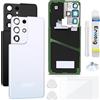Enkeig Vetro Posteriore per Samsung Galaxy S21 Ultra 5G G998, Argento | Qualità originale scocca vetro posteriore copribatteria back cover cover posteriore back glass con lente fotocamera kit.