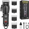 HIENA PRO Tagliacapelli professionale da uomo, tagliacapelli da barbiere senza fili e con filo, per tagliare i capelli, ricaricabile, display a LED, regali per uomini (nero)