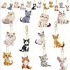 Jodsen 12 portachiavi a forma di gatto con strass su entrambi i lati, kit per la realizzazione di portachiavi 5D fai da te con pittura a mosaico per bambini, adulti, principianti