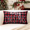 Artscope 1 Pezzi Merry Christmas Federe Cuscini di Natale Cuscino Decorativo in Lino Natalizi per la Decorazione Domestica Soggiorno Camera da Letto Divano 30x50cm (Nero Rosso - Bianco)