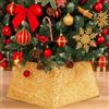 SilverChry Collare per Albero di Natale, Copri Base Albero di Natale 60x40cm, Gonna per Alberoo di Natalizio Tronco con Paillettes, Christmas Tree Collar-Decorazioni Natalizie Casa (oro4)