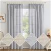 MIULEE Tende Lino Camera da Letto Tende Per Interni Traslucido Con Nastro Arricciato Moderne Tenda Soggiorno Trasparente Salotto 140x200 cm Bianco Grigio 2 Pannelli