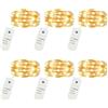 NAMIS 6 Pezzi Luci LED a Batteria con Timer,2M Mini Stringa di Luci a LED Impermeabile, Lucine LED Decorative,Ideale per Feste,Matrimoni e Decorazioni Natalizie(Bianca Calda)