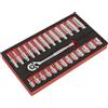 Sealey AK66721 - Set di chiavi a cricchetto e chiavi a bussola da 1/4, 27 pezzi