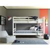 Inter Link - Letto a castello per bambini - Pino massiccio - Con scala - 2 posti letto 90 x 190 cm - Con 2 reti a doghe - Sponda di sicurezza - Rick - Laccato bianco, 90x190cm