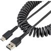 StarTech.com Cavo USB C Ricarica Veloce da 50cm; Cavetto USB-C 2.0 Spiralato di Alimentazione e Sincronizzazione; Cavo Adattatore USB A/USB C corto in Fibra Aramidica, M/M (R2ACC-50C-USB-CABLE), nero