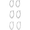 DTPsilver® 3 Paia di Orecchini a Cerchio/Creoli - Argento 925 - Chiusura a Leva - Piccoli/Medi - Spessore 1.2 mm - Diametro 16, 18, 20 mm