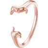 Qings Cane Bassotto Anello in argento 925 per Donne Carino Cane Animale Domestico Aperto Regolabile Anello da dito Regali di Compleanno per gli Amanti degli Animal(Oro Rosa)