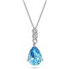 Miore Collana Donna con Catena, Topazio Blu Diamanti taglio Brillante ct 0.06 Oro Bianco 9 Kt / 375 Catenina Cm 45
